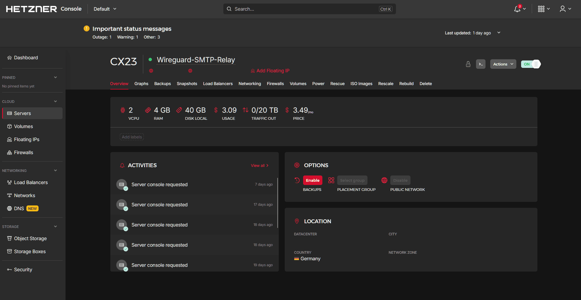 Hetzner VPS with Wireguard