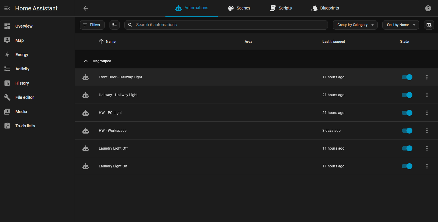 My current automations I have running in my home.