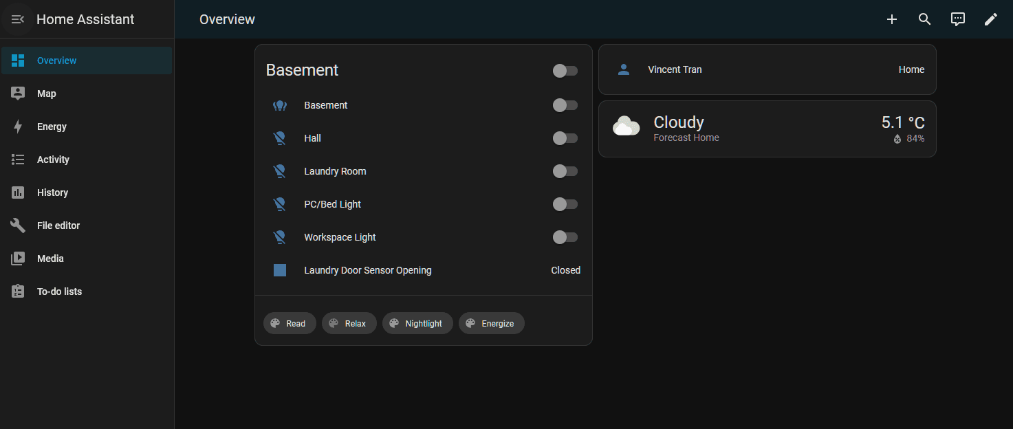 Home Assistant running on a repurposed Pi 5 I used for schoolwork.