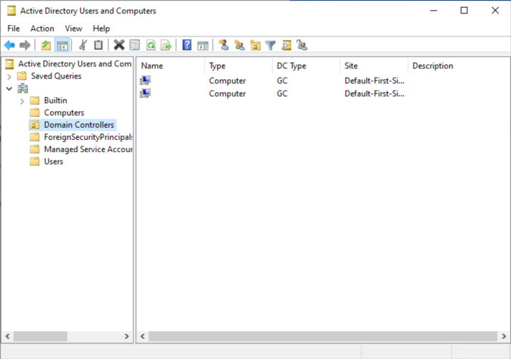My ADDS showing my DCs. One of them is redundant as a VM, and the other is installed on bare metal.
