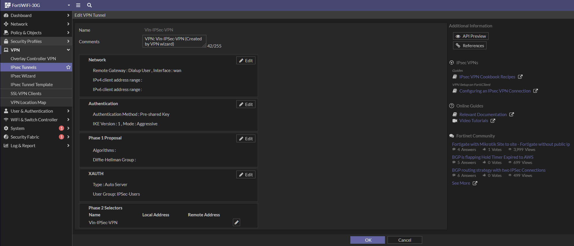 My first try at an IPSec Tunnel in the case Tailscale is down