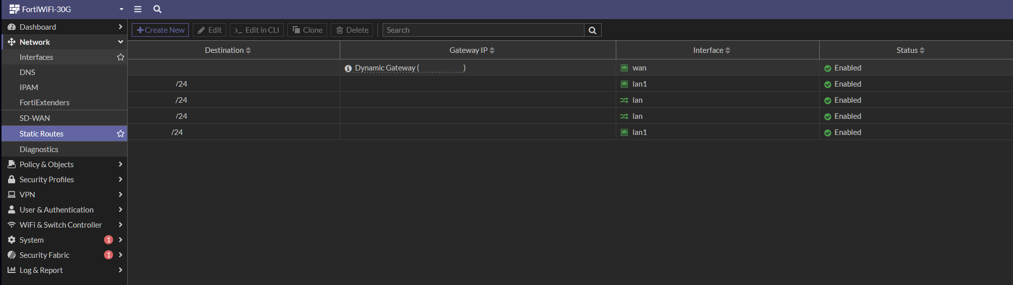 Routes that get me out to the internet and VLANs